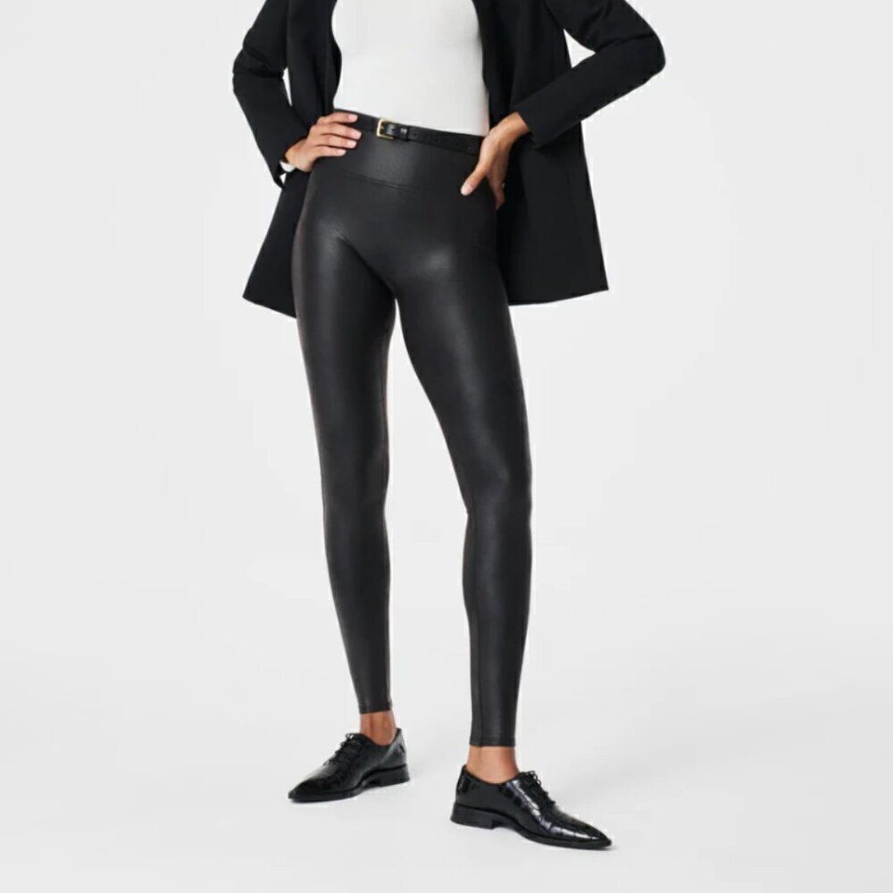 NWT Spanx Faux Leather Leggings Medium Petite
